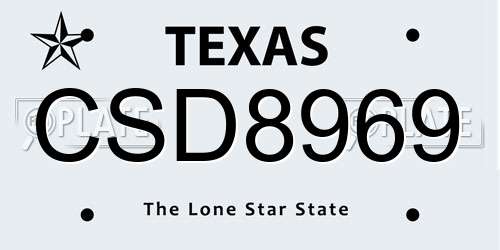 CSD8969 Texas License Plate