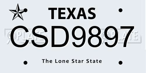 CSD9897 Texas License Plate