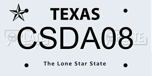 CSDA08 Texas License Plate