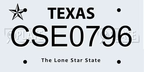 CSE0796 Texas License Plate