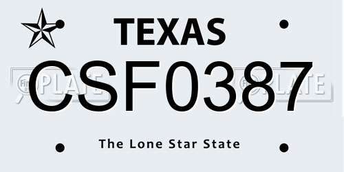 CSF0387 Texas License Plate