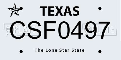 CSF0497 Texas License Plate