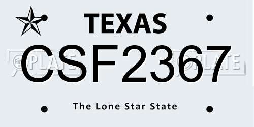 CSF2367 Texas License Plate