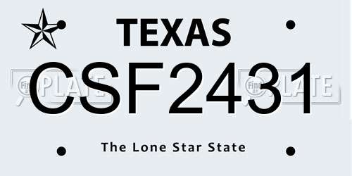 CSF2431 Texas License Plate