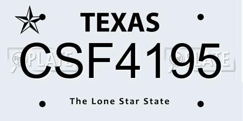 CSF4195 Texas License Plate