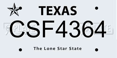 CSF4364 Texas License Plate
