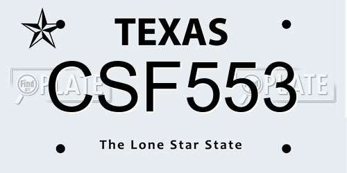 CSF553 Texas License Plate
