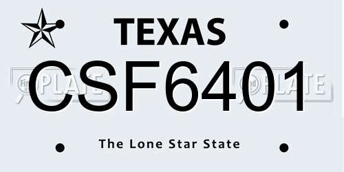 CSF6401 Texas License Plate