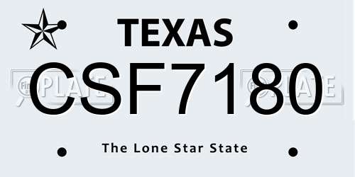 CSF7180 Texas License Plate