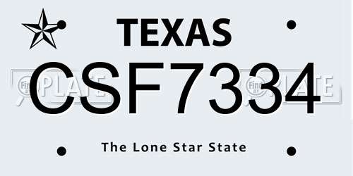 CSF7334 Texas License Plate