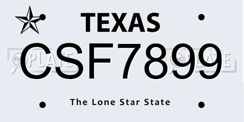 CSF7899 Texas License Plate