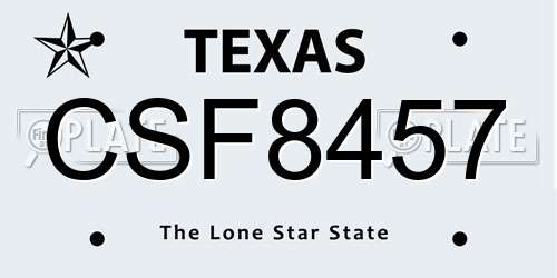 CSF8457 Texas License Plate