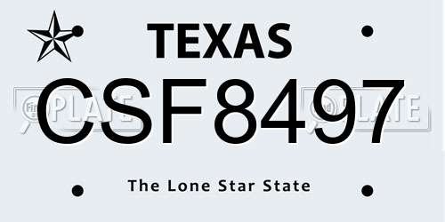 CSF8497 Texas License Plate