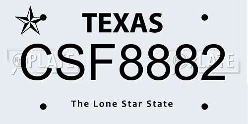 CSF8882 Texas License Plate
