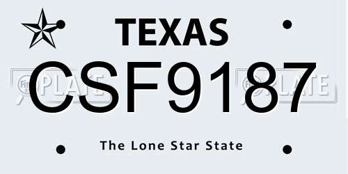 CSF9187 Texas License Plate