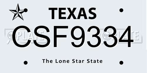 CSF9334 Texas License Plate