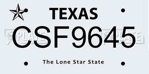 CSF9645 Texas License Plate