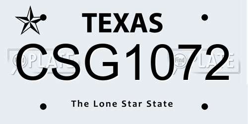 CSG1072 Texas License Plate