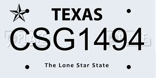 CSG1494 Texas License Plate
