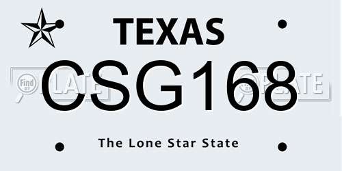 CSG168 Texas License Plate