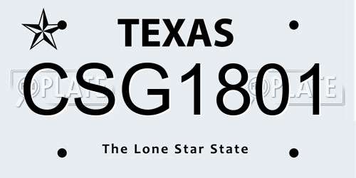 CSG1801 Texas License Plate