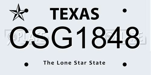 CSG1848 Texas License Plate