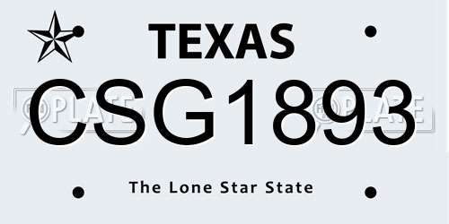 CSG1893 Texas License Plate
