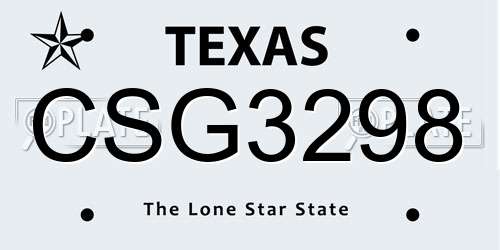 CSG3298 Texas License Plate