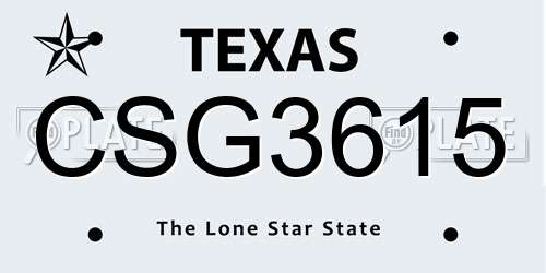 CSG3615 Texas License Plate