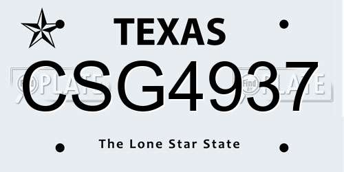 CSG4937 Texas License Plate