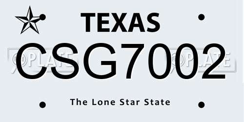 CSG7002 Texas License Plate
