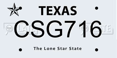 CSG716 Texas License Plate