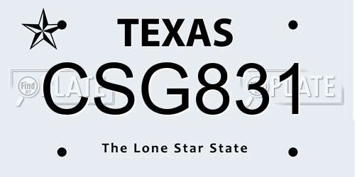 CSG831 Texas License Plate
