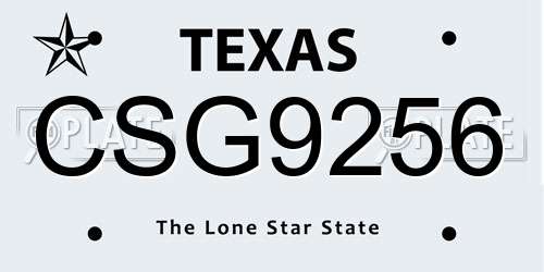 CSG9256 Texas License Plate