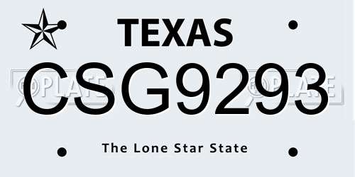 CSG9293 Texas License Plate