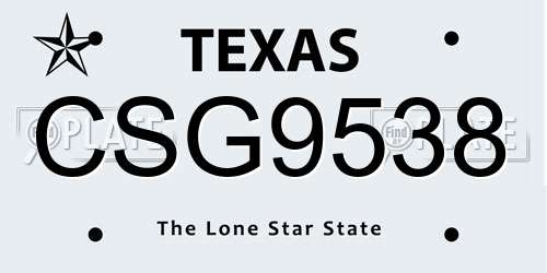 CSG9538 Texas License Plate