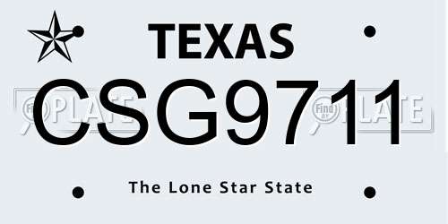 CSG9711 Texas License Plate