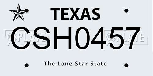 CSH0457 Texas License Plate