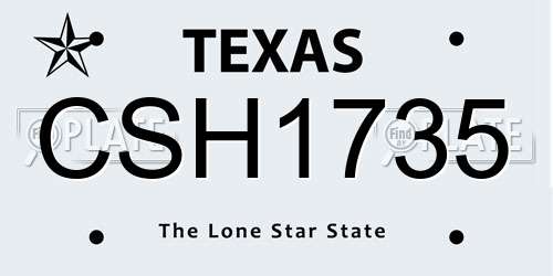 CSH1735 Texas License Plate