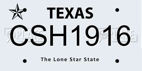 CSH1916 Texas License Plate