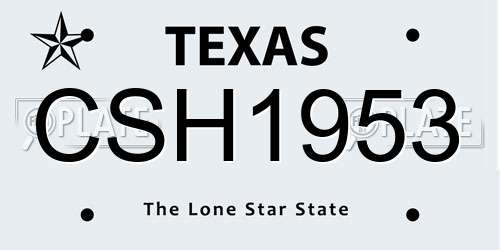 CSH1953 Texas License Plate