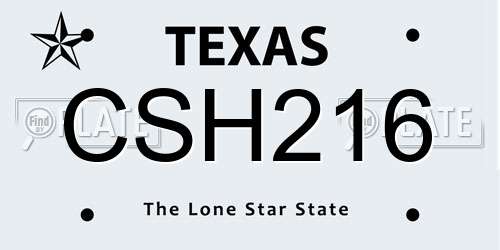 CSH216 Texas License Plate