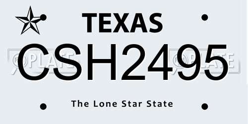 CSH2495 Texas License Plate