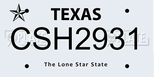 CSH2931 Texas License Plate