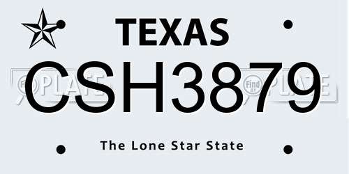 CSH3879 Texas License Plate
