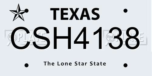 CSH4138 Texas License Plate