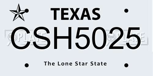 CSH5025 Texas License Plate