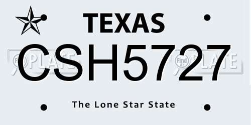 CSH5727 Texas License Plate