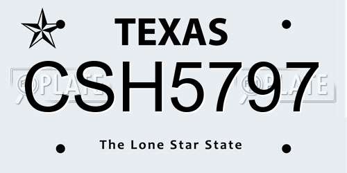CSH5797 Texas License Plate