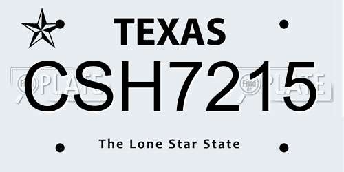 CSH7215 Texas License Plate